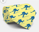 Hockey player tie yellow blue