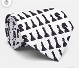 Chess necktie black and white